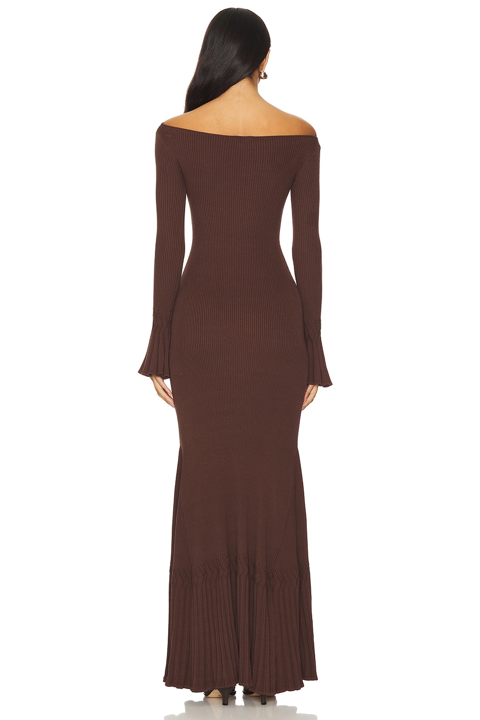 ribbed modal long sleeve maxi dress in chocolate LPA Lainey Maxi Knit Dress in Chocolate Brown