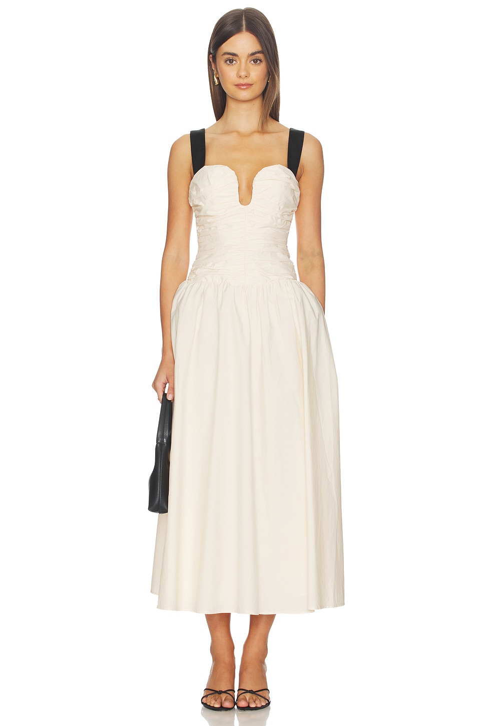 lpa linen midi dress LPA Seina Keyhole Dress by LPA