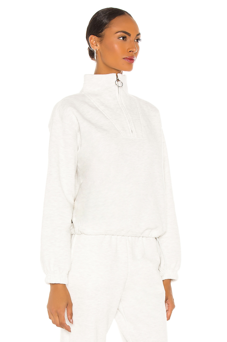 LPA Mock Neck Zip Sweater in Heather Grey