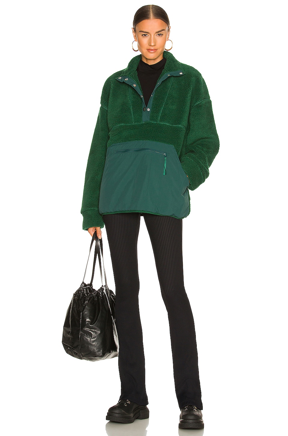 Sweat à capuche avec poche kangourou - Vert - - 18.00