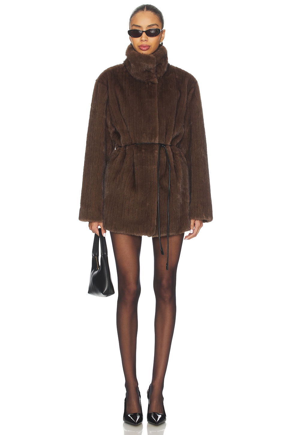 LPA Maria Faux Fur Coat in Chocolate Brown | REVOLVE