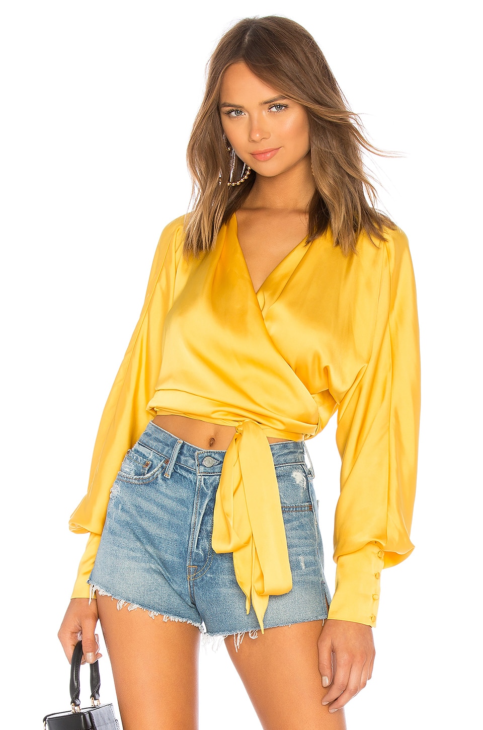 yellow wrap top