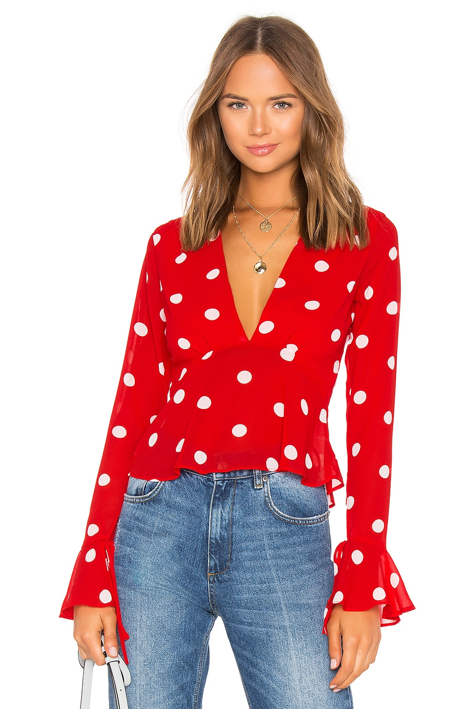 v neck polka dot top