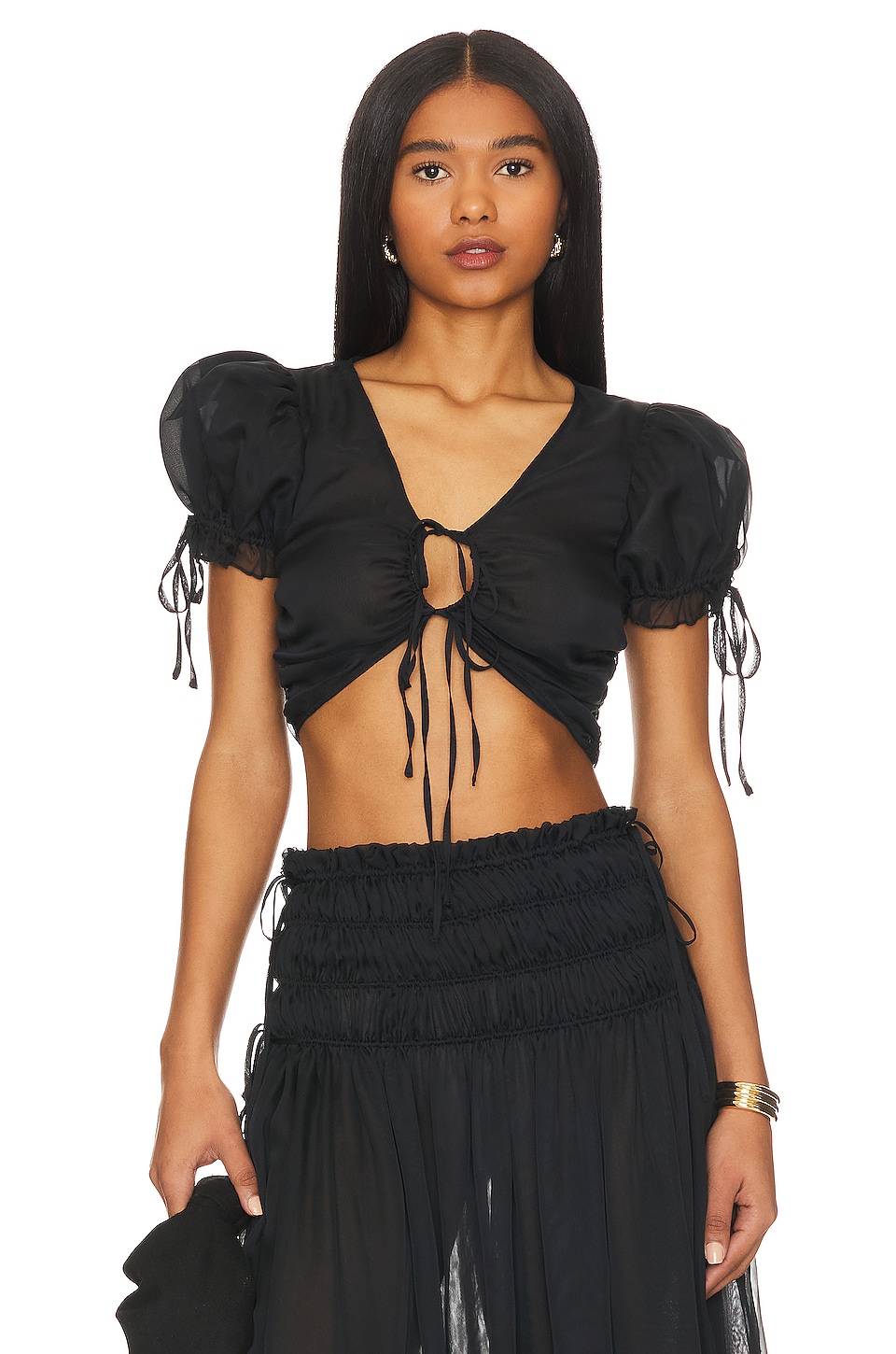 LPA Ophelia Tie Front Top in Black | REVOLVE