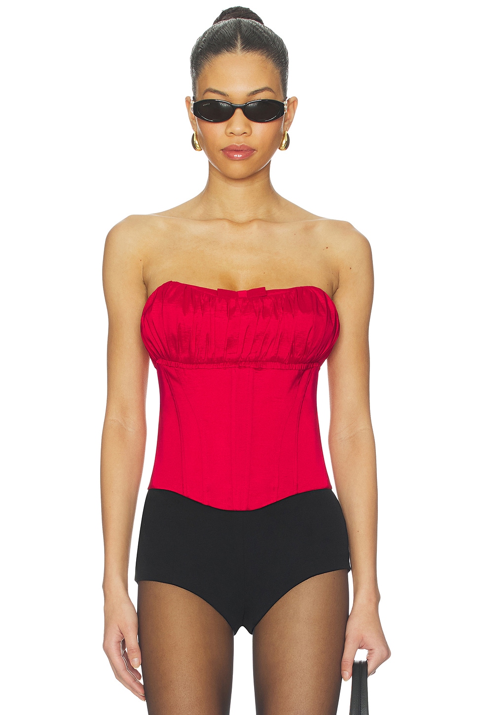 Audrey Corset Top in Dark Red View 1 of 4