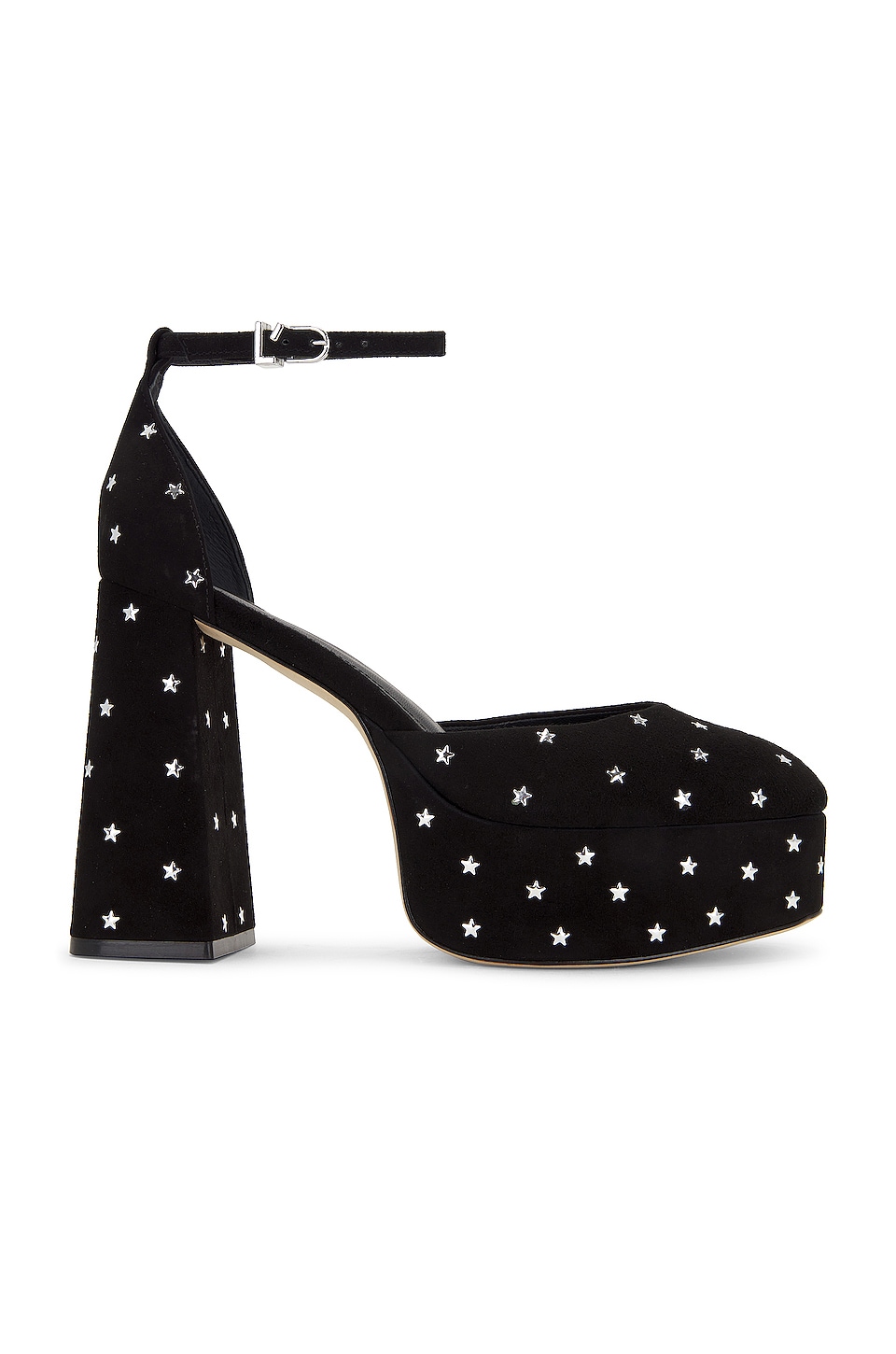 Larroude Ari Pump in Black & Star Silver REVOLVE