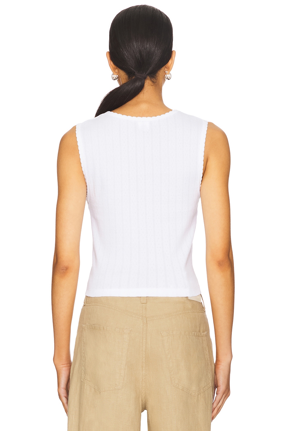 LESET Pointelle Sleeveless Crew Top thumbnail