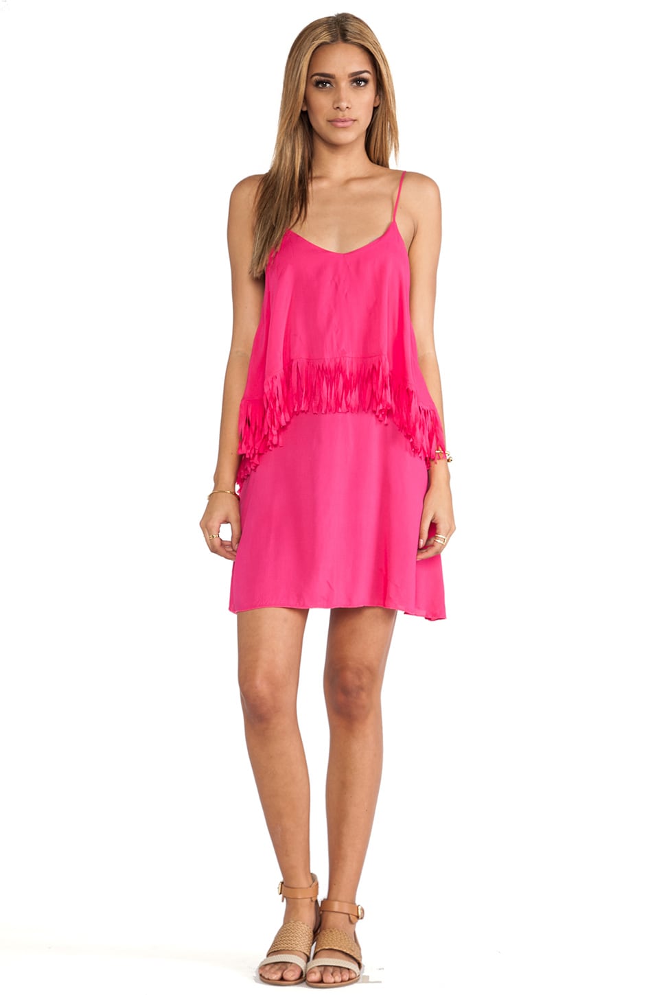 pink fringe dress