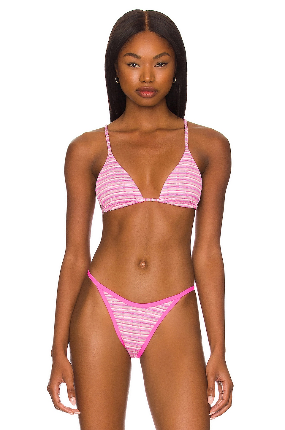 L*SPACE Brittany Bikini Top in Electric Pique Stripe | REVOLVE