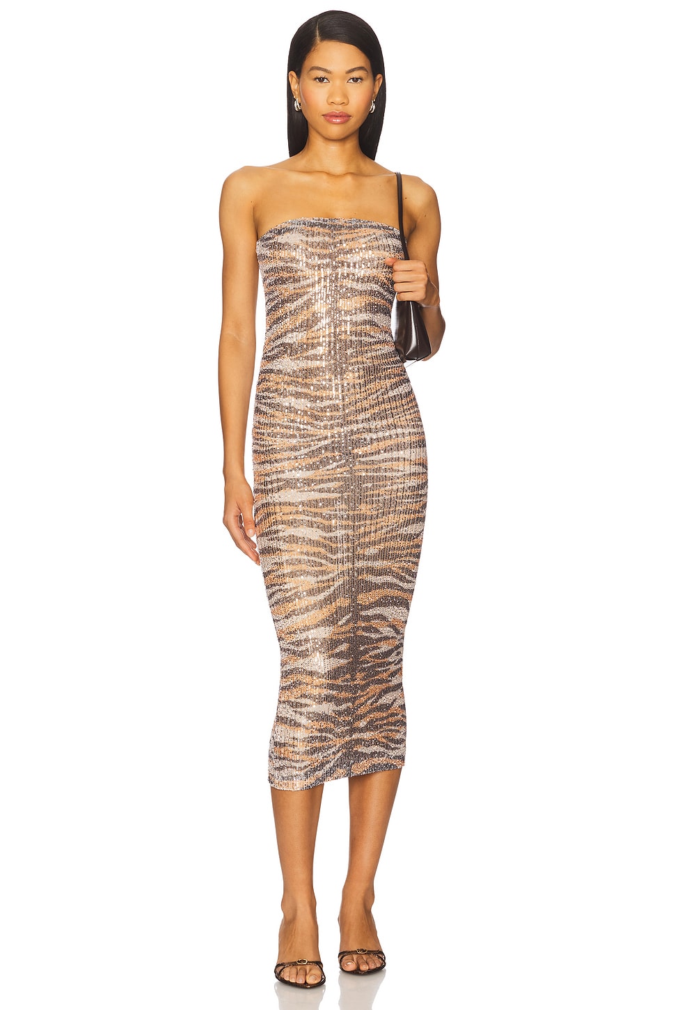 tiger bodycon dress Bold Tiger Print Long-sleeve Bodycon Dress