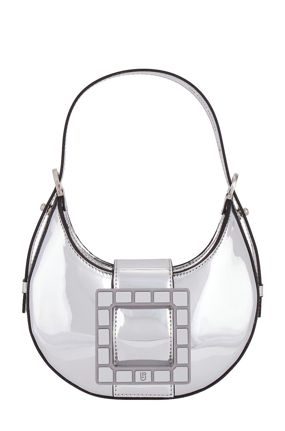 Image 1 of Cindy Buckle Shoulder Bag in Mirror Calf Silver