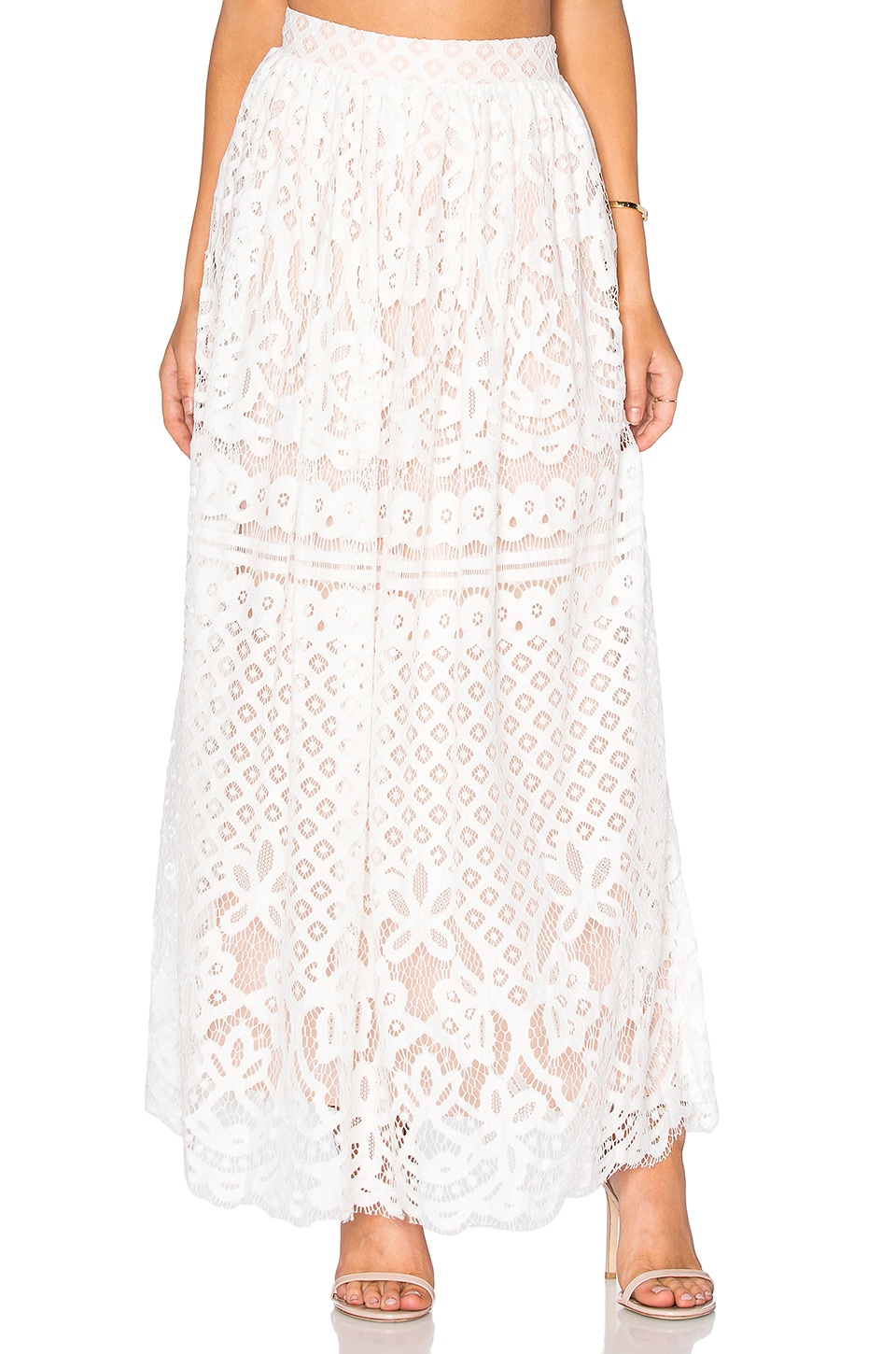 Lucy Paris Lace Maxi Skirt in White | REVOLVE
