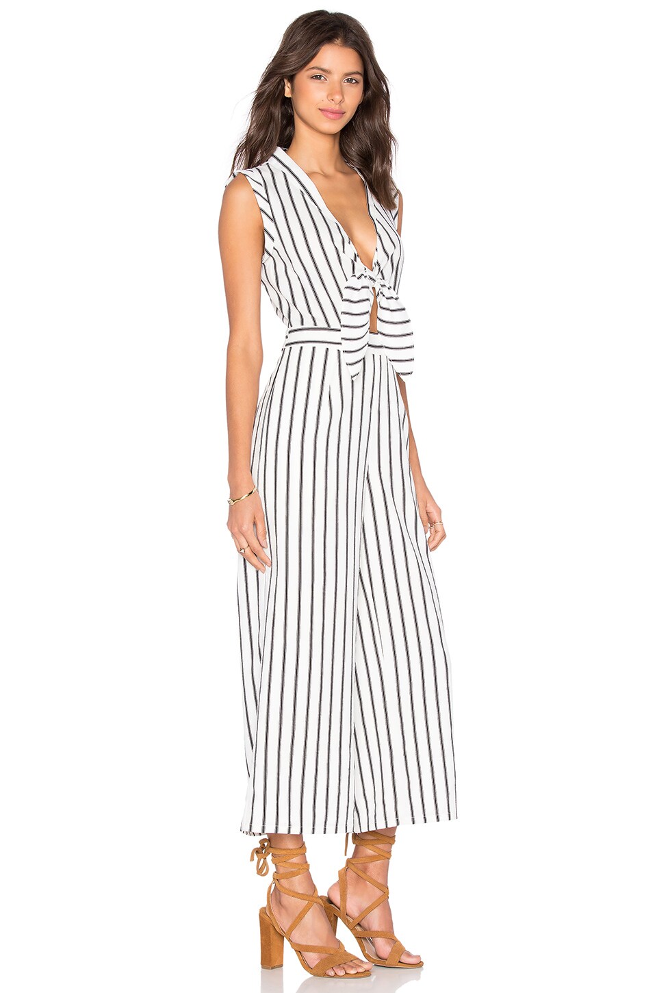 Lucy Paris Front Tie Jumpsuit in Stripe