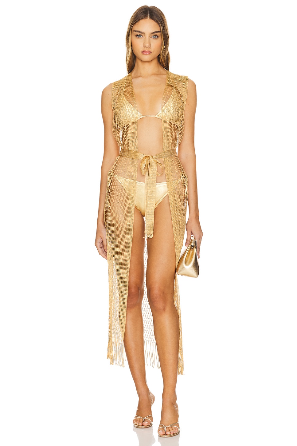 Luli Fama Long Caftan in Gold | REVOLVE