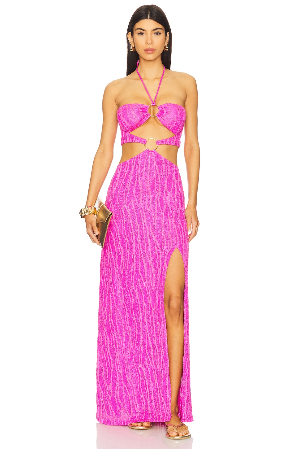 Luli Fama Double Loop Bandeau Long Dress in Fuchsia | REVOLVE