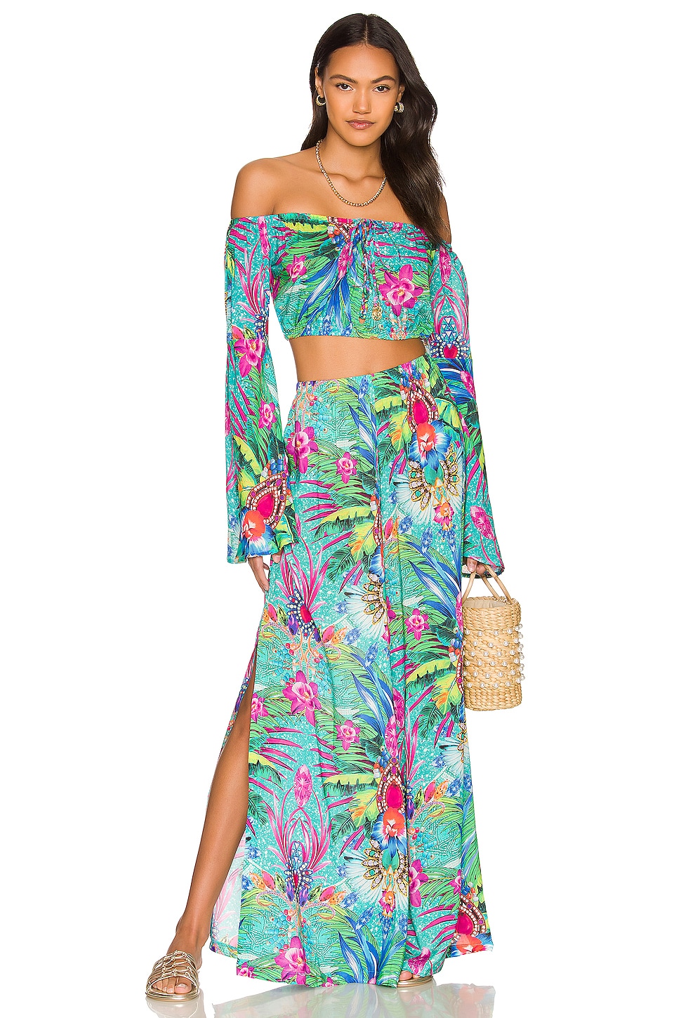 Tropical Green Two Piece Outfit for Hawaii Vacation