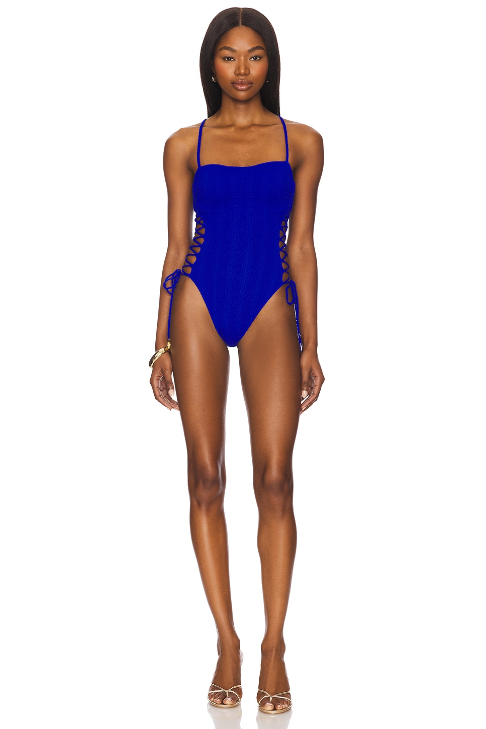 Square Neck Laced Up One Piece