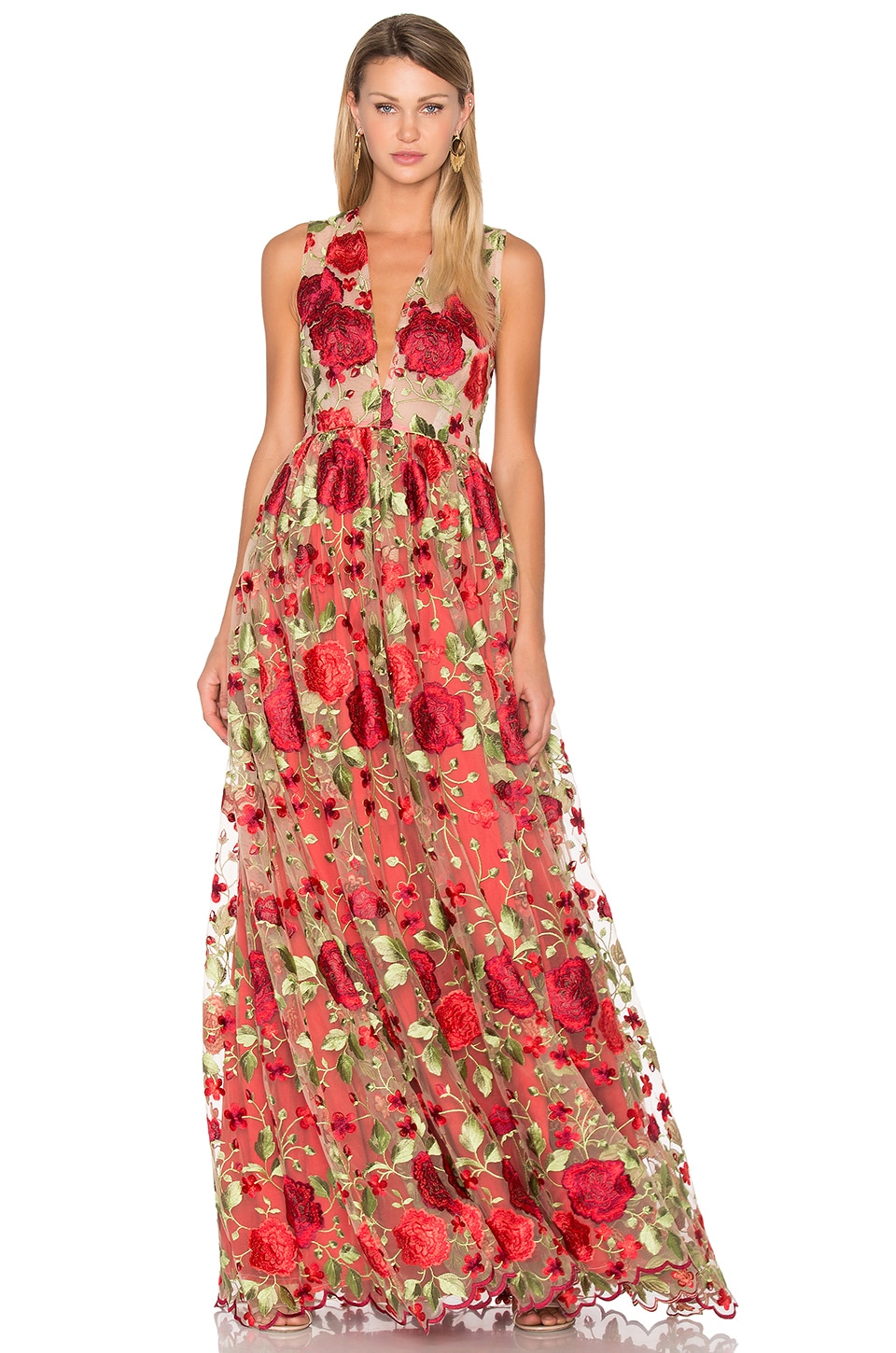 Lurelly Kate Floral Gown in Red | REVOLVE