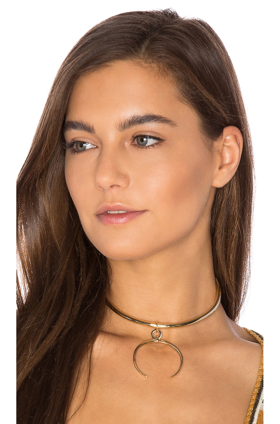 Luv AJ Crescent Collar Necklace in Antique Gold | REVOLVE