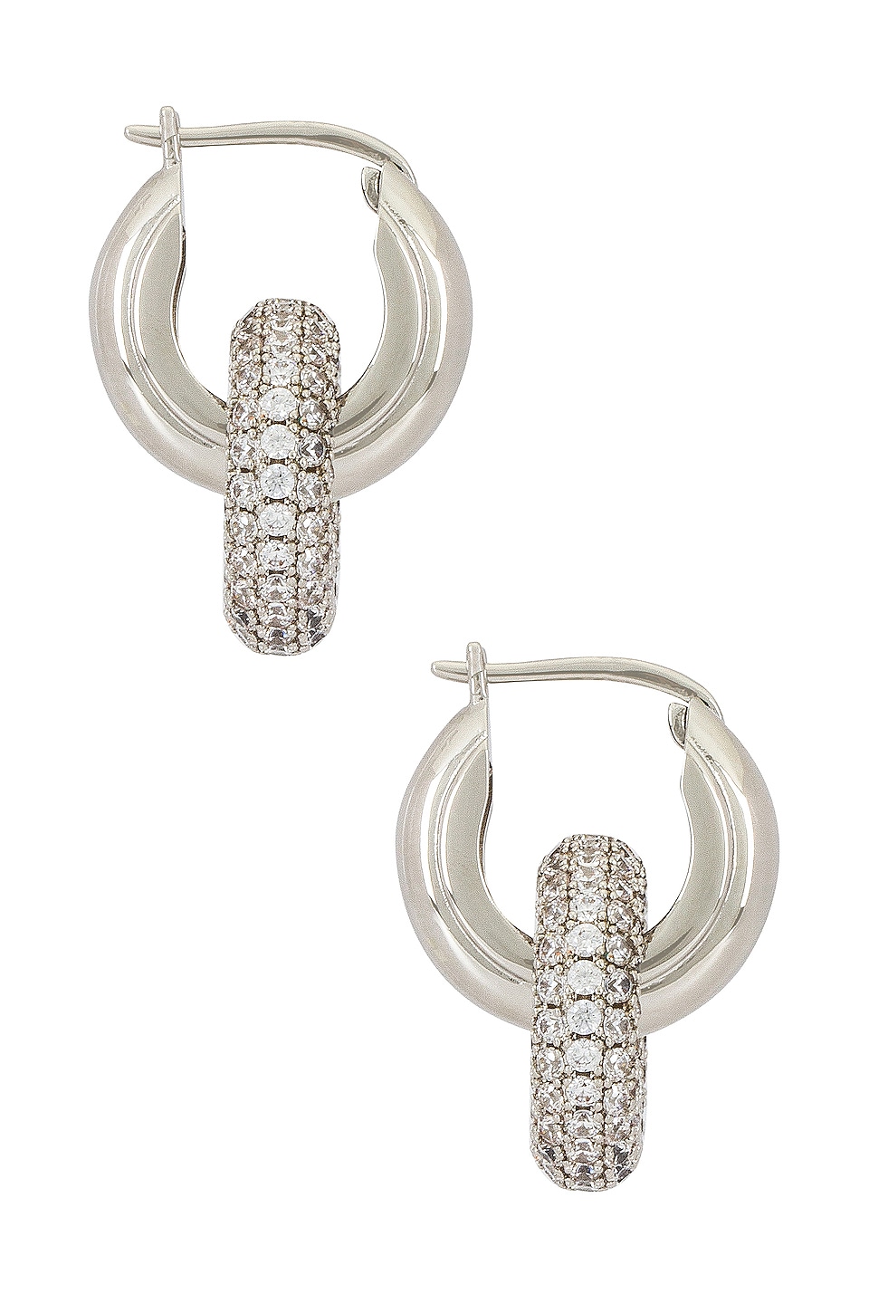 Luv AJ Pave Interlock Hoops in Silver