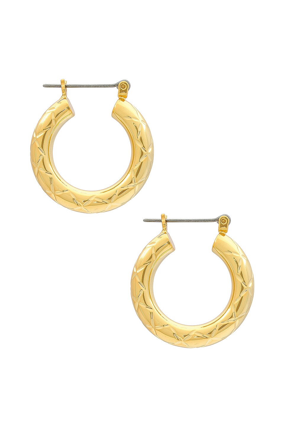Luv AJ Quilted Baby Amalfi Hoops in Gold