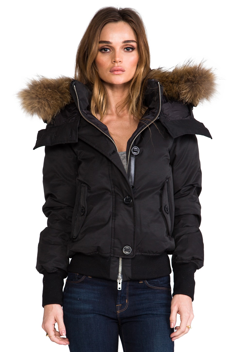 Mackage Valerie Peach Lux Down Jacket in Black | REVOLVE