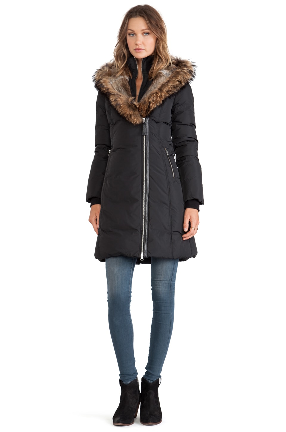 Mackage Trish Jacket with Asiatic Racoon and Rabbit Fur Hood in Black ...