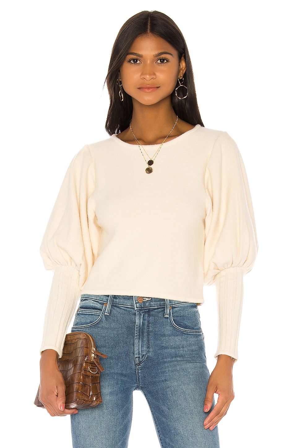 white puff sleeve sweater