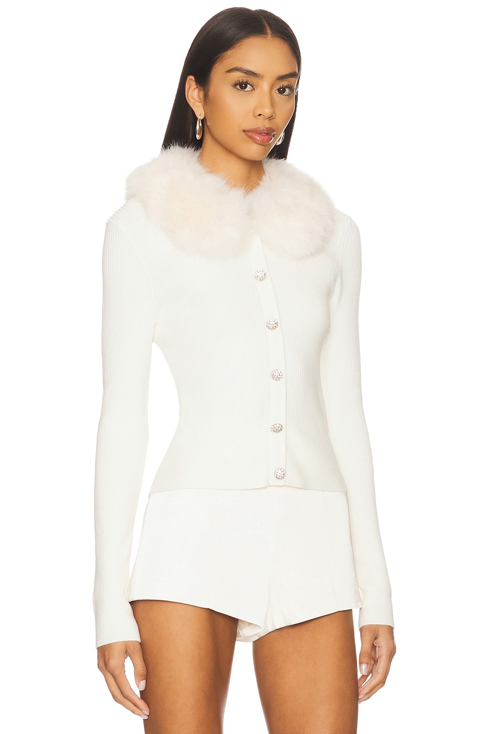 MAJORELLE Cici Faux Fur Collar Cardigan