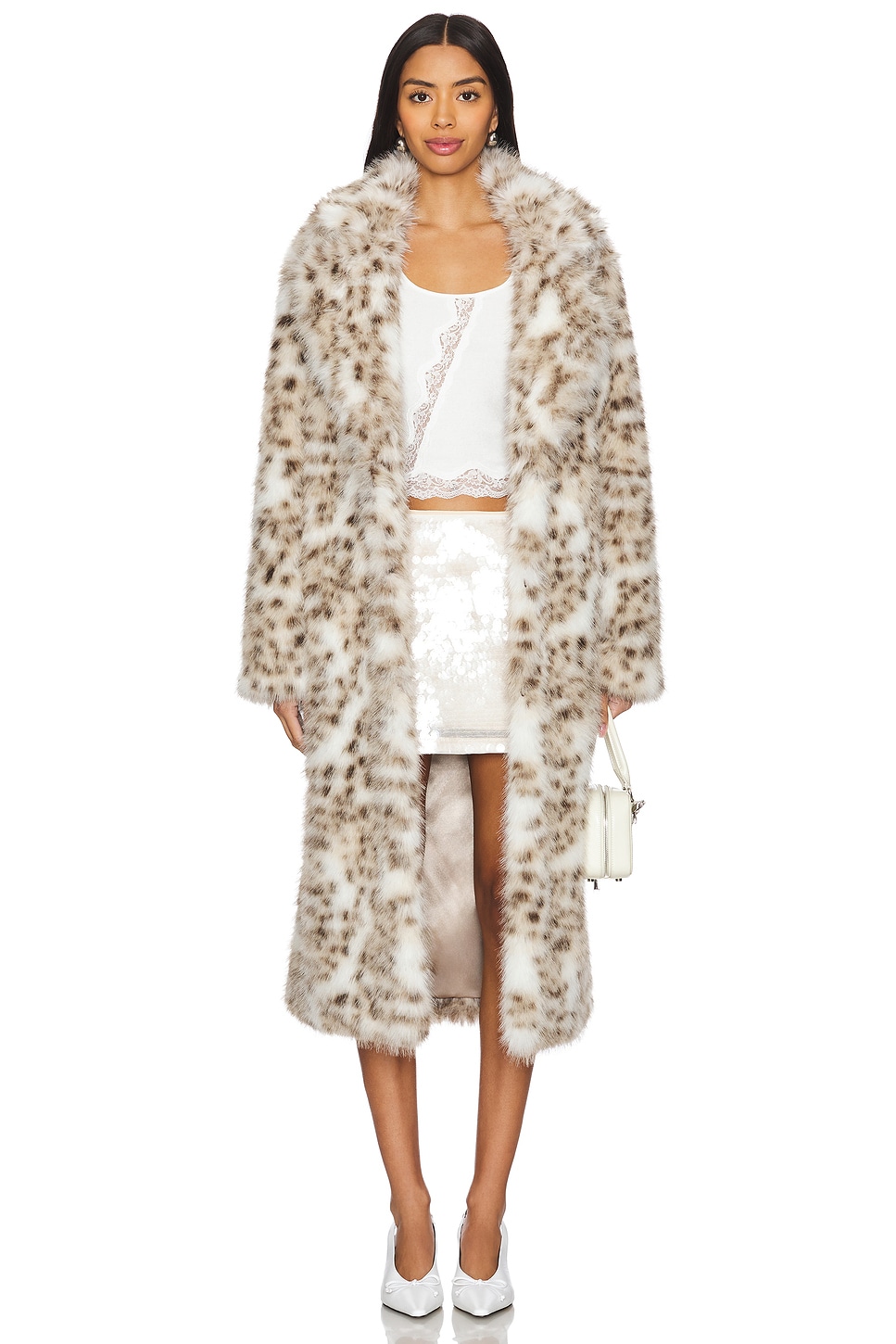 MAJORELLE x Emma Rose Lola Faux Fur Coat in Snow Leopard | REVOLVE