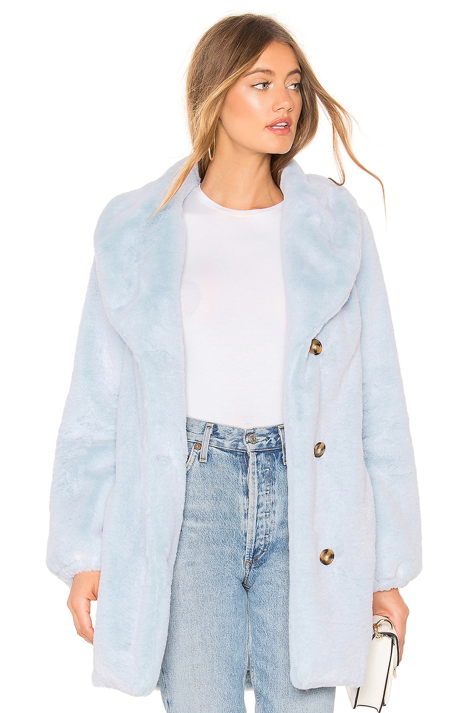 MAJORELLE Brinley Faux Fur Coat in Baby Blue | REVOLVE