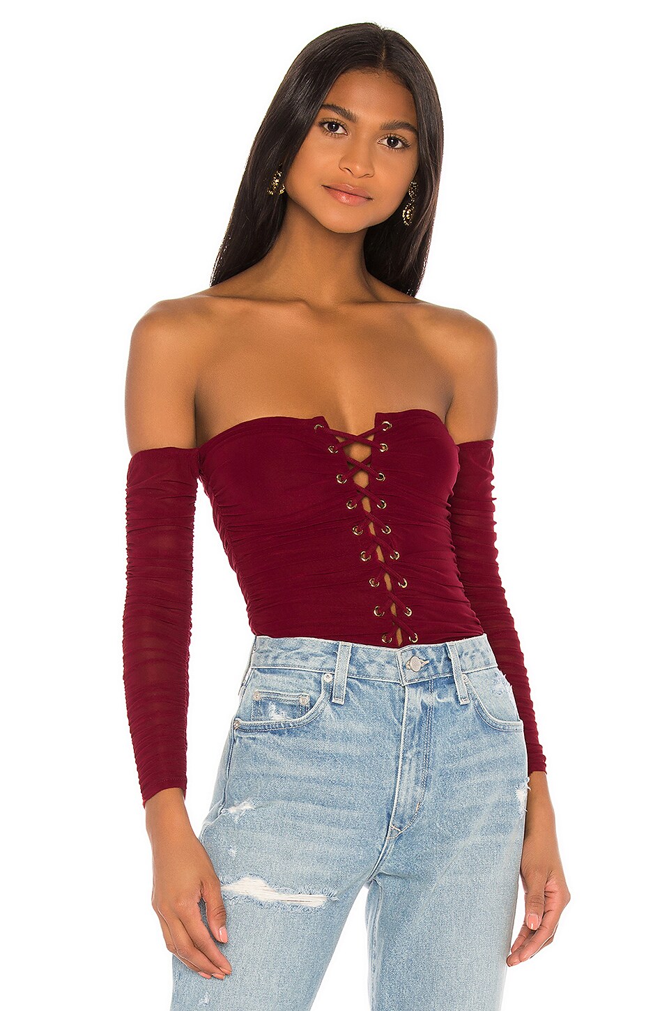 revolve red bodysuit