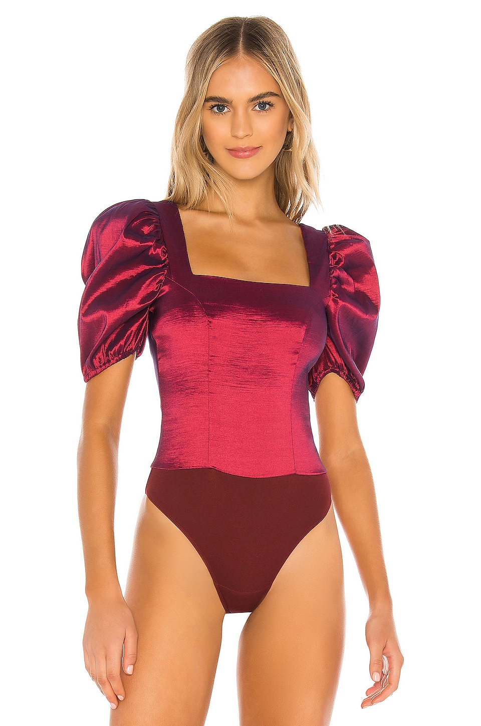 MAJORELLE Cruz Bodysuit in Maroon