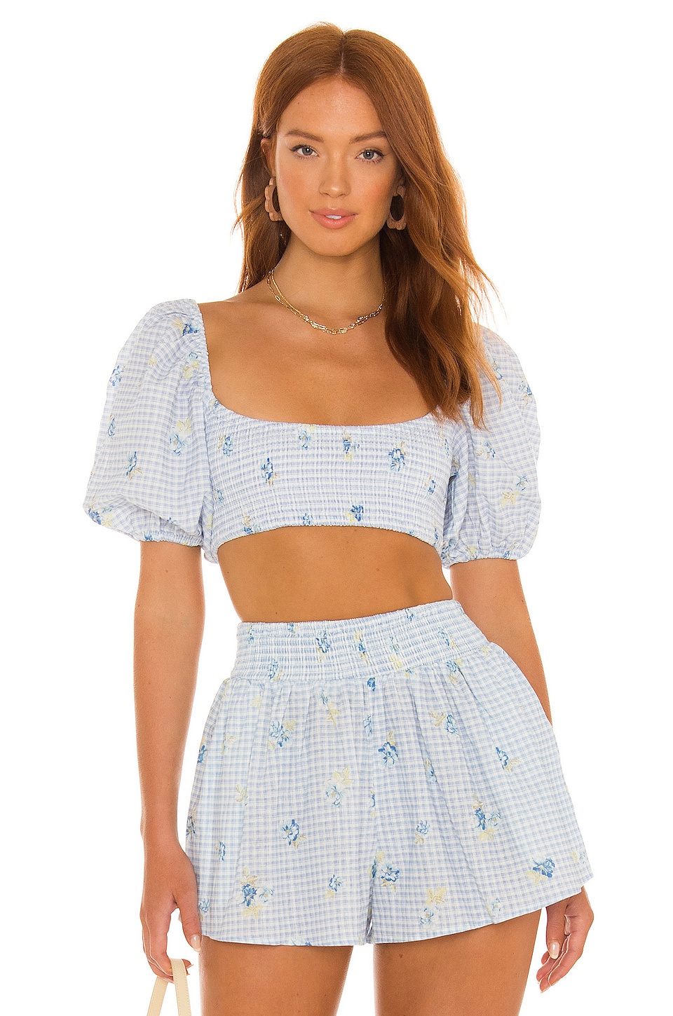 Ganni Gingham 2024 Blue Crop Top