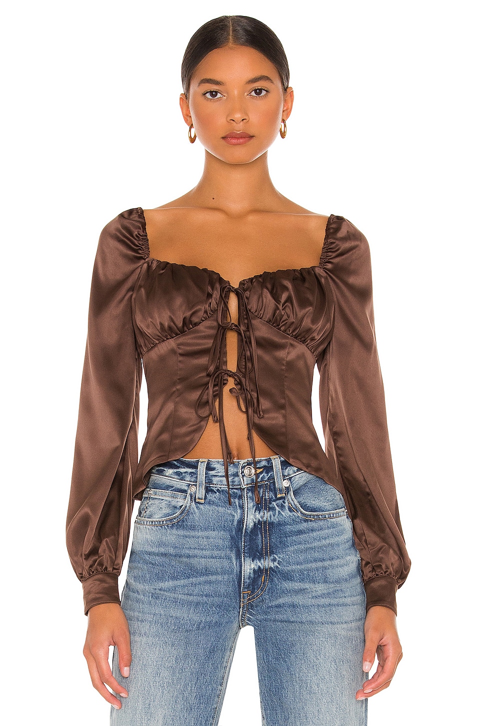 MAJORELLE Waldorf Top in Chocolate Brown