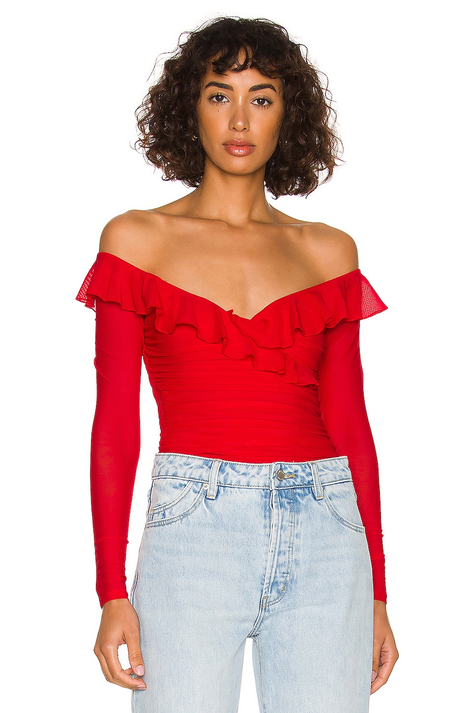 revolve red bodysuit