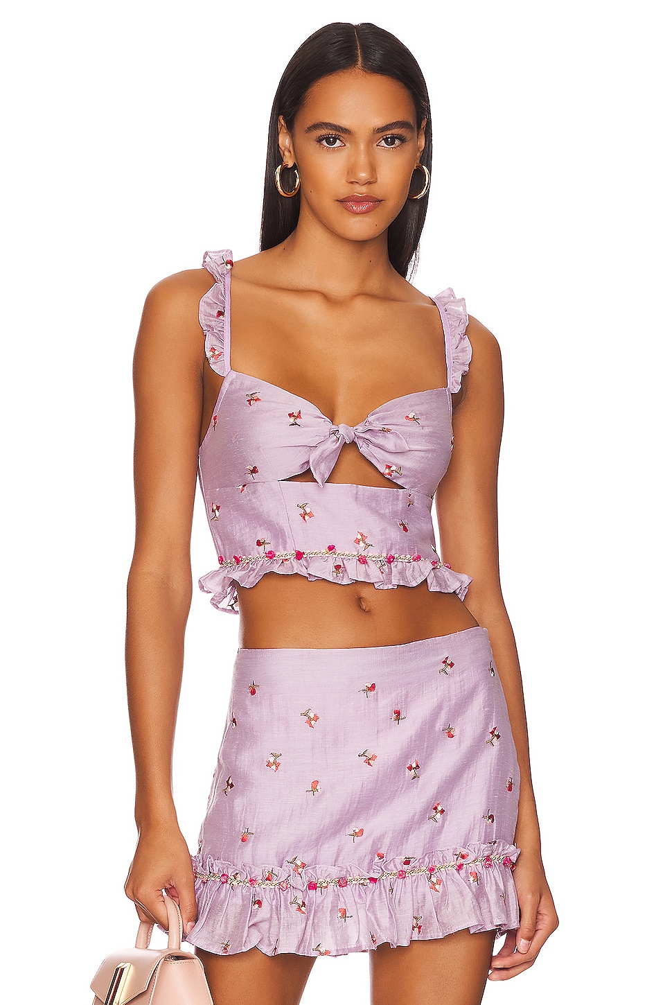 Purple floral crop top