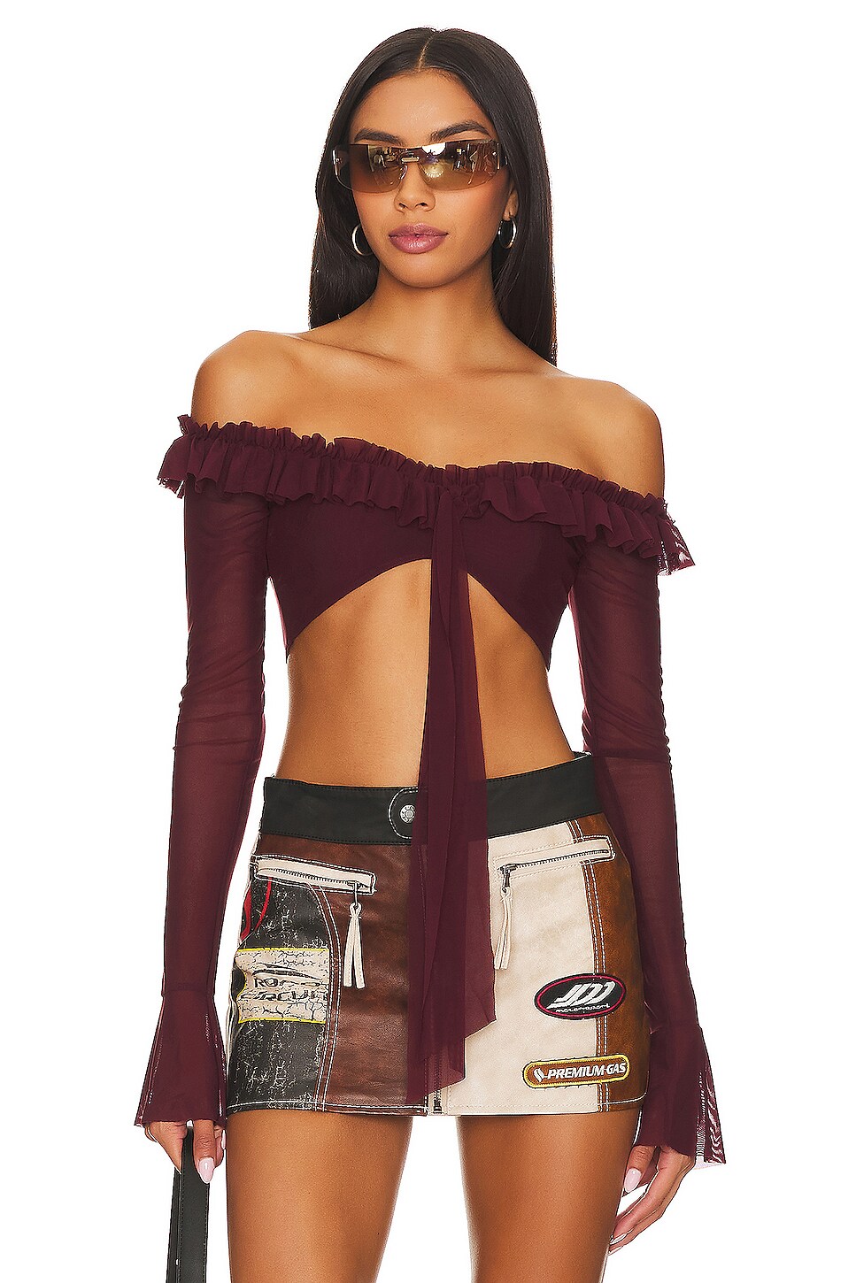 MAJORELLE Monique Crop Top en Plum Purple