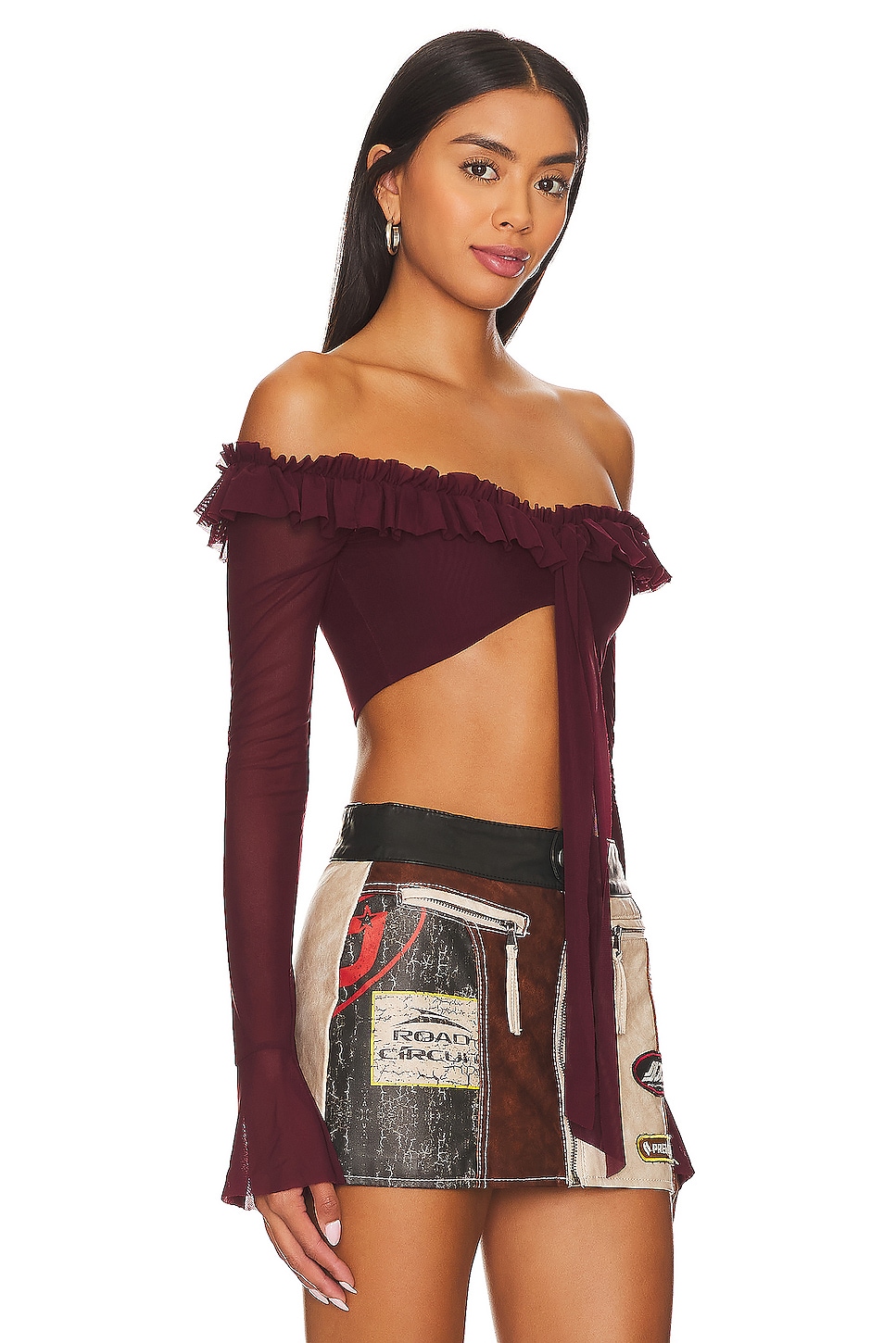 MAJORELLE Monique Crop Top en Plum Purple