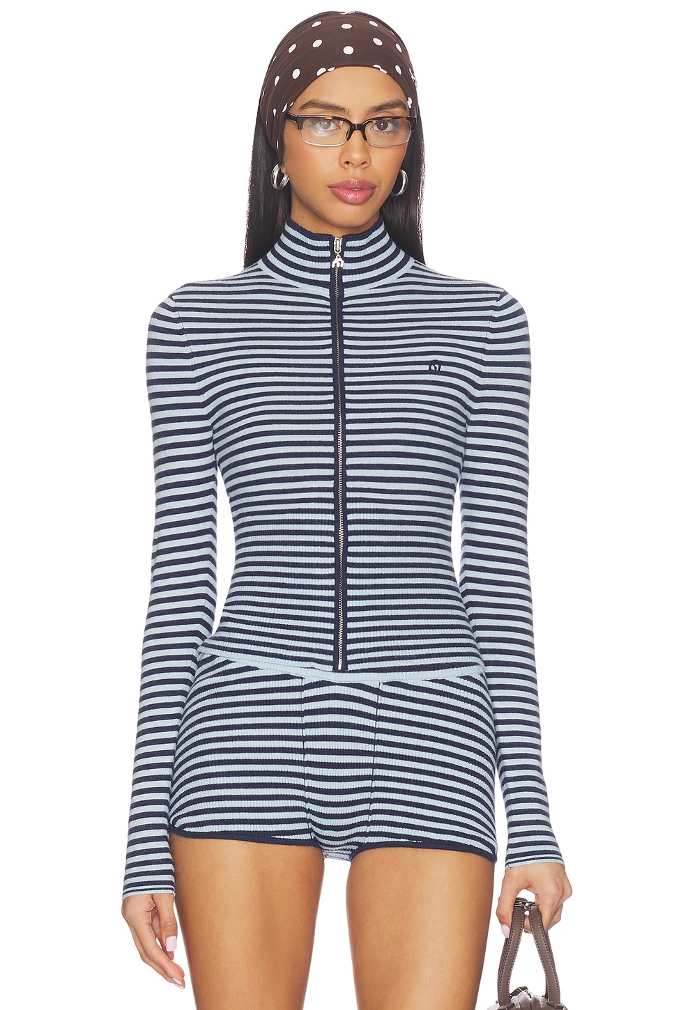 Miaou Vlad Zip Up in Blue Stripe | REVOLVE