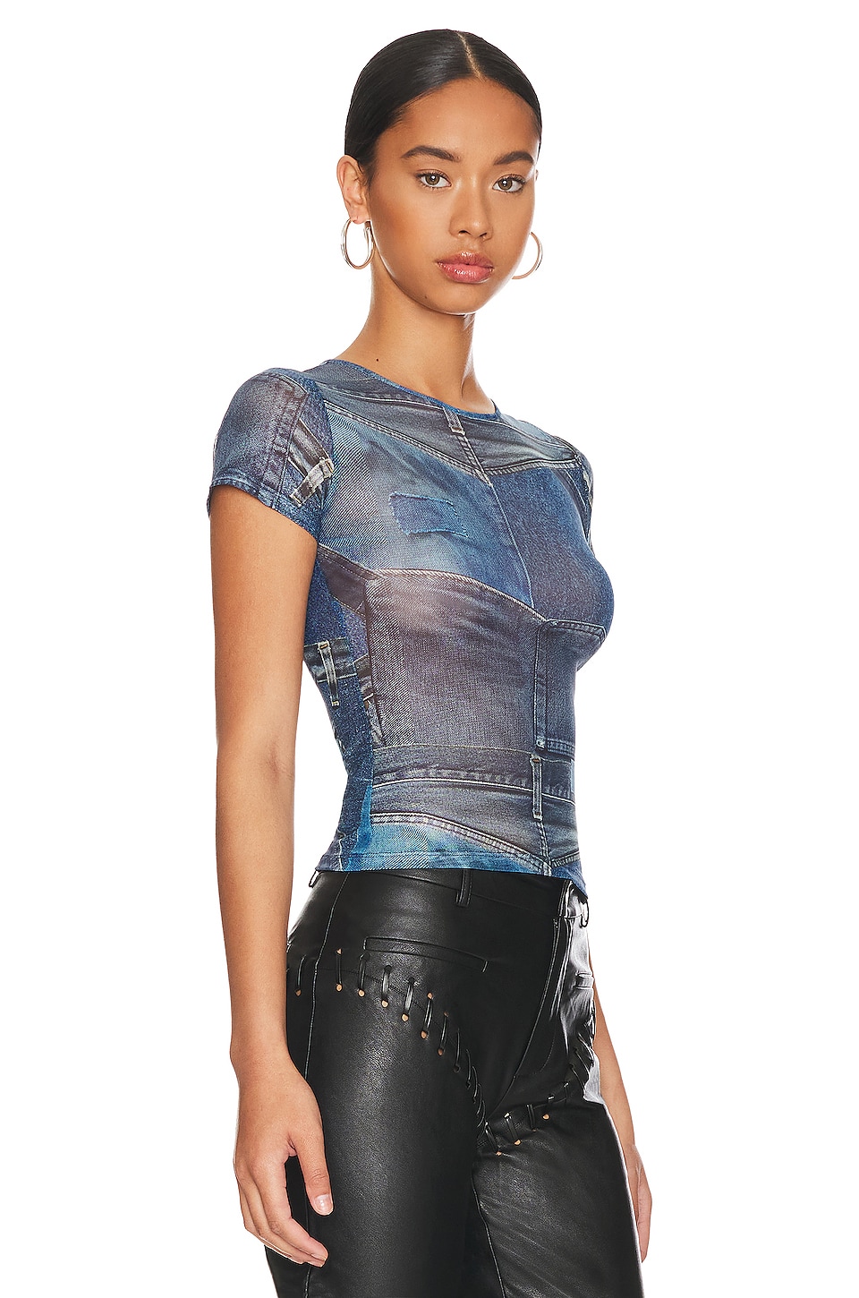 Miaou Mini Tee in Denim Print