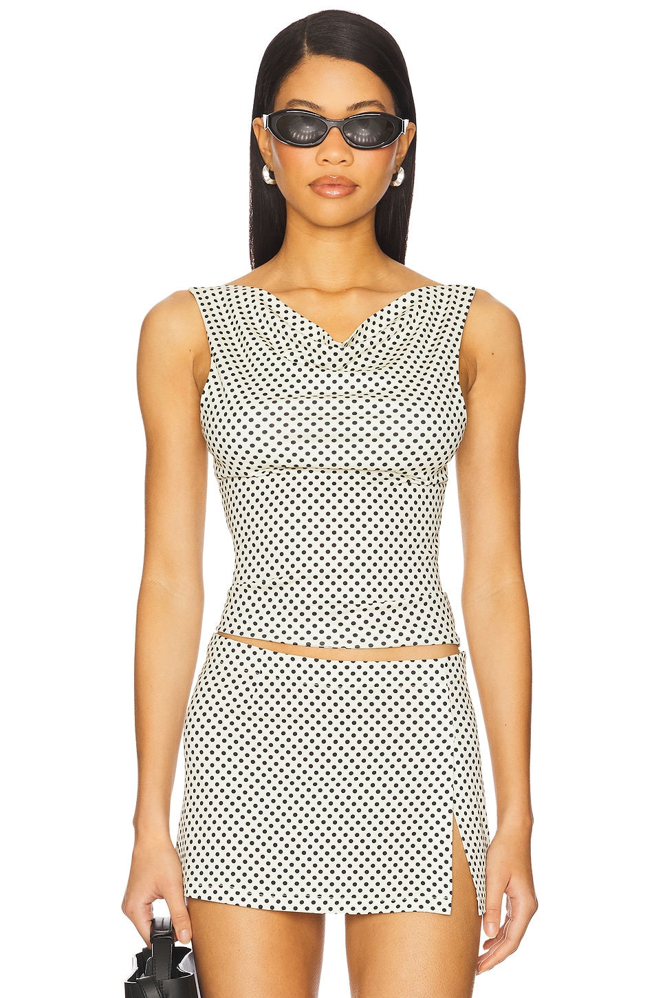 Miaou Lani Top in Butter Navy Polka Dot | REVOLVE