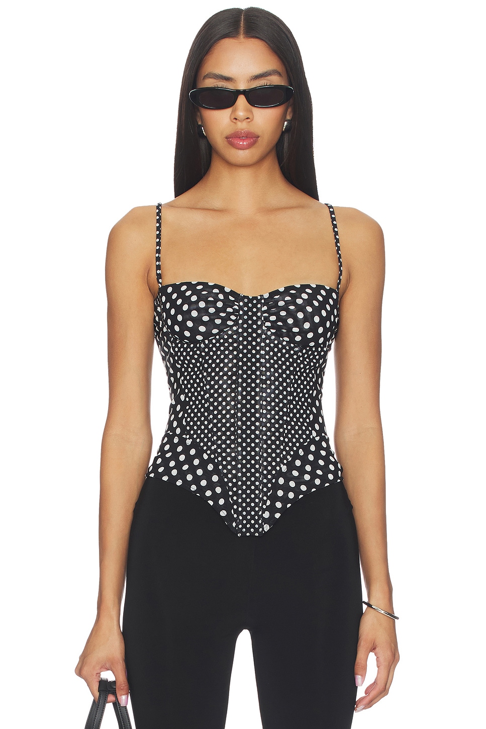 Miaou Deville Corset in Black Small & Large Dot | REVOLVE
