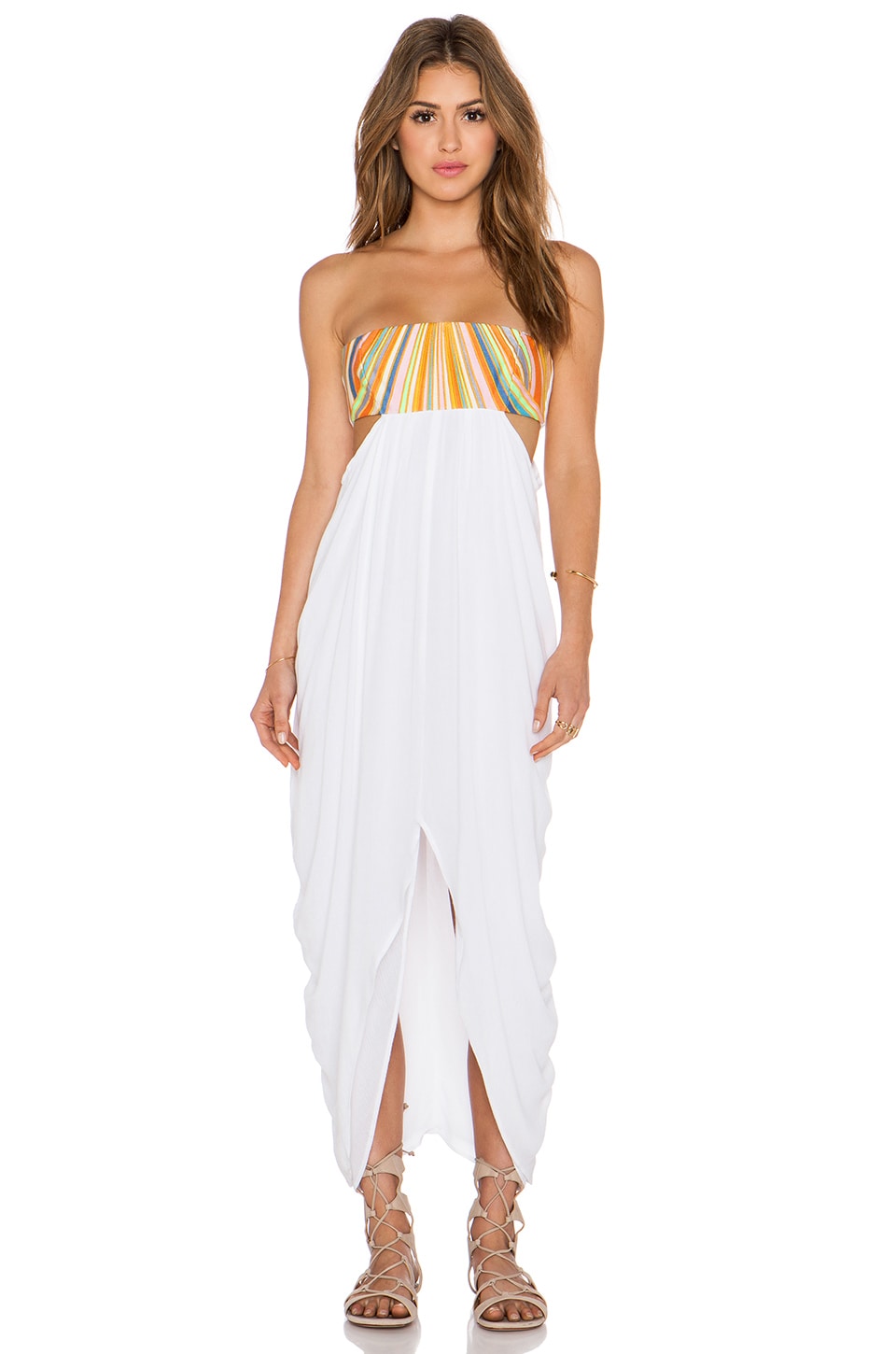 strapless maxi dress white