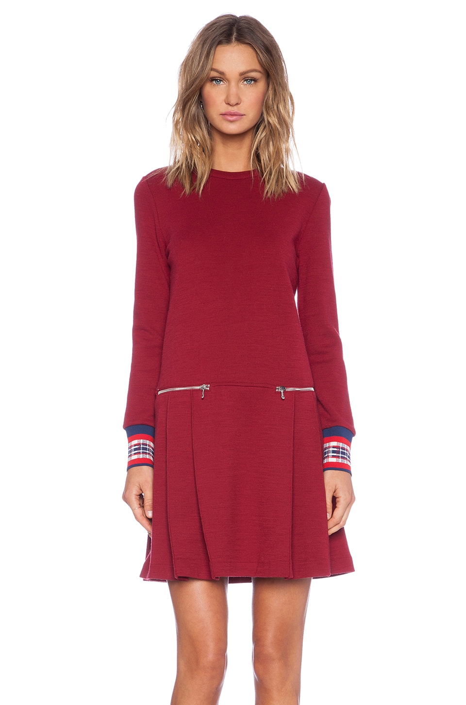 Marc By Marc Jacobs Jayden Long Sleeve Dress In Cabernet Red Multi 7623