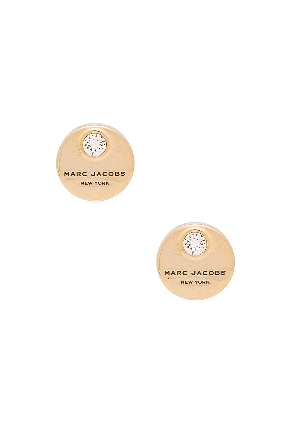 Marc Jacobs Mj Coin Stud Earrings In Crystal Gold Revolve Marc Jacobs Mj Coin Stud Earrings In Crystal Gold