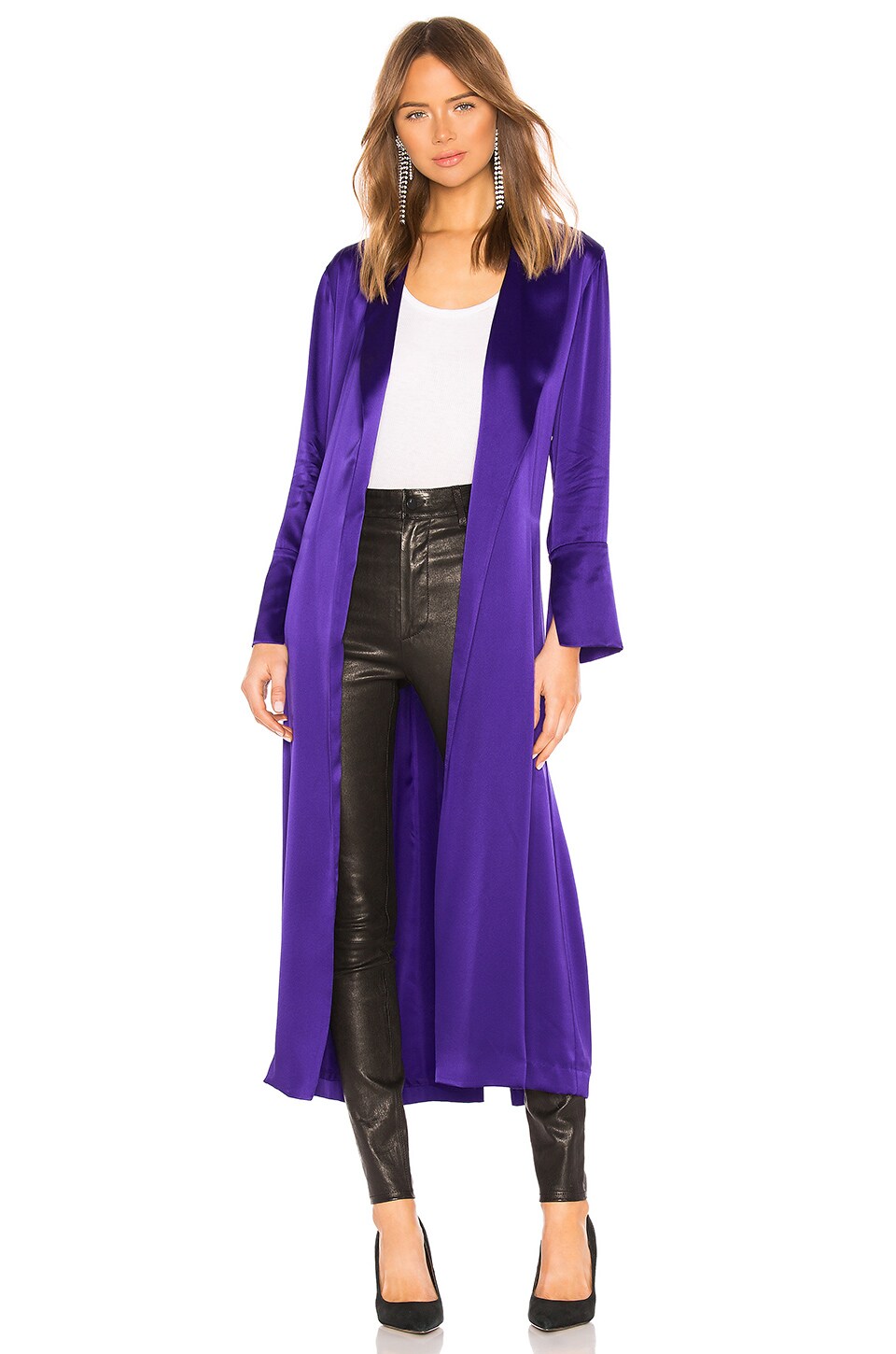 purple duster coat