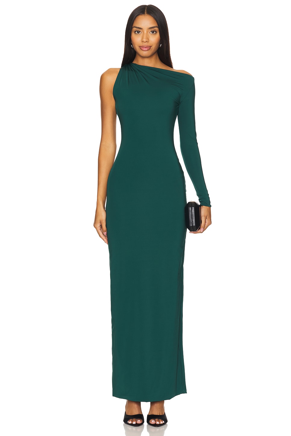 emerald green high neck dress Emerald Green Sequins Modest Maxi Fitted Gala Formal Evening Dress EN5010 Custom Size / Green main image 0