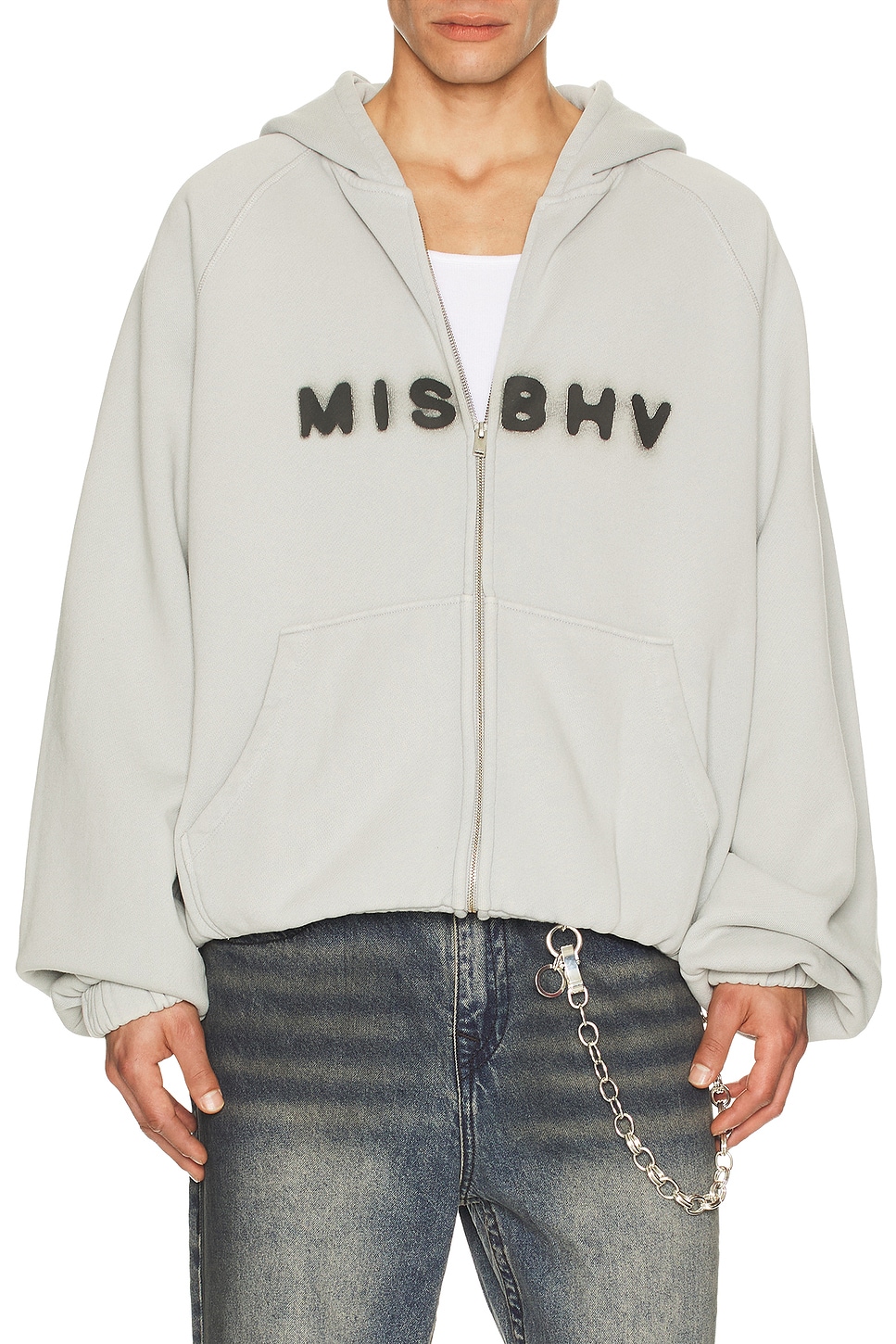 MISBHV Community Zipped Hoodie in Light Grey | REVOLVE