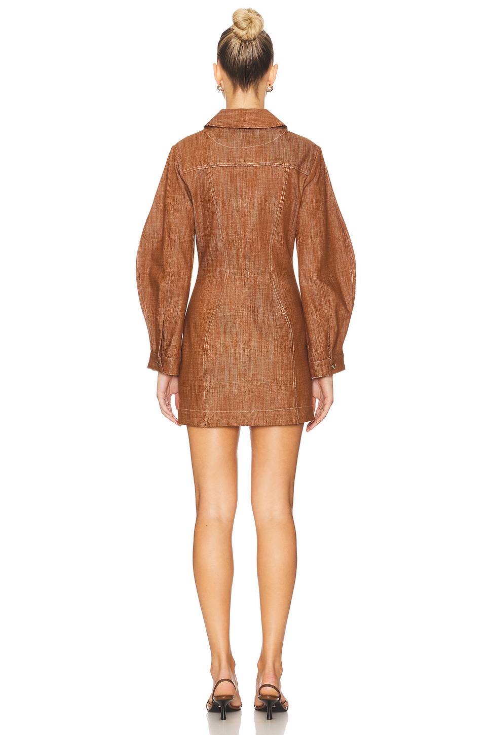 Seamed Leg Of Mutton Sleeve Mini Dress